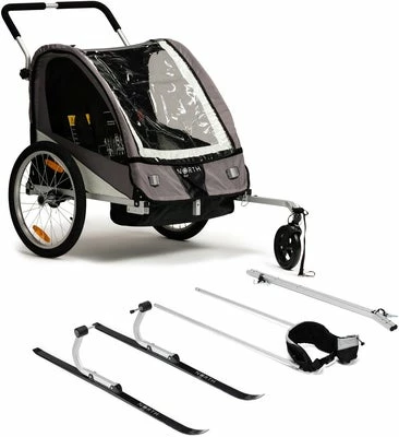 North 13.5 Roadster Sykkelvogn, Grey Inkl. Skisett