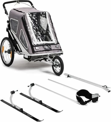 North 13.5 Speeder 2 Sykkelvogn, Grey Inkl. Skisett