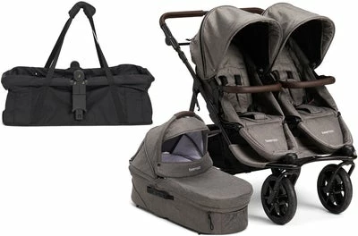 Beemoo L.A. Søskenvogn 2019 Inkl. Liggedel Og Shoppingbag, Grey Melange/Black
