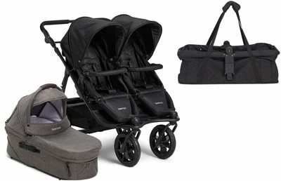 Beemoo L.A. Søskenvogn Inkl. Liggedel Og Handlebag, Black/Stone Green Melange