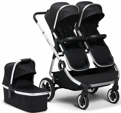 Beemoo Pro Twin Søskenvogn Inkl. Liggedel, Black