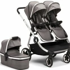 Beemoo Pro Twin Søskenvogn Inkl. Liggedel, Grey Mélange