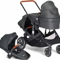 Beemoo Maxi 4 Twin Søskenvogn Inkl. Søskensete, Black/Black