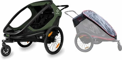 Hamax Outback Sykkelvogn Inkl. Regntrekk, Green/Black