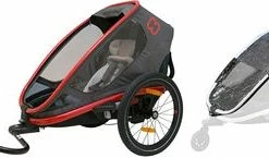 Hamax Outback One Reclining Sykkelvogn 2019 Inkl. Regntrekk, Red/Charcoal