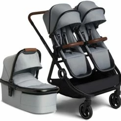 Beemoo Pro Twin Søskenvogn Inkl. Liggedel, Cloud Grey/Black