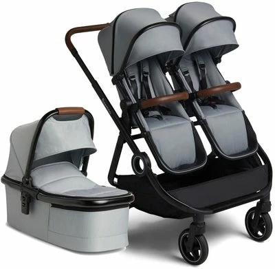 Beemoo Pro Twin Søskenvogn Inkl. Liggedel, Cloud Grey/Black