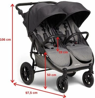 Beemoo BFF60 Søskenvogn, Black - Bilde 12