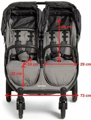 Beemoo BFF60 Søskenvogn, Black - Bilde 13