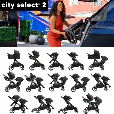 Baby Jogger City Select 2 Tencel Søskenvogn, Lunar Black - Bilde 3