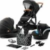 Kinderkraft PRIME 3-in-1 Duovogn Med Babybilstol Inkl. Tilbehør, Black