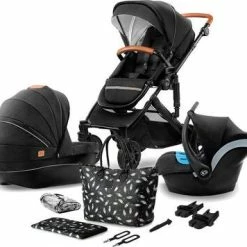 Kinderkraft PRIME 3-in-1 Duovogn Med Babybilstol Inkl. Tilbehør, Black