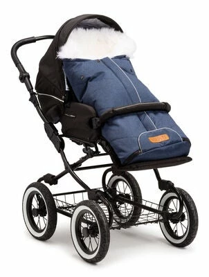 Nordlys Vognpose Lammeskinn Uklippet, Blue Melange/White - Bilde 2